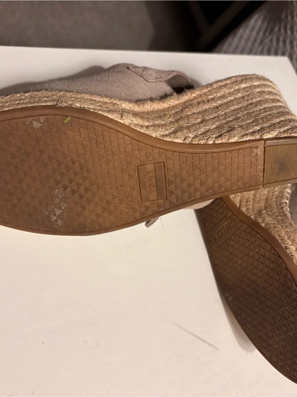 TOMS Taupe Suede Open-Toe Espadrille Slingback
